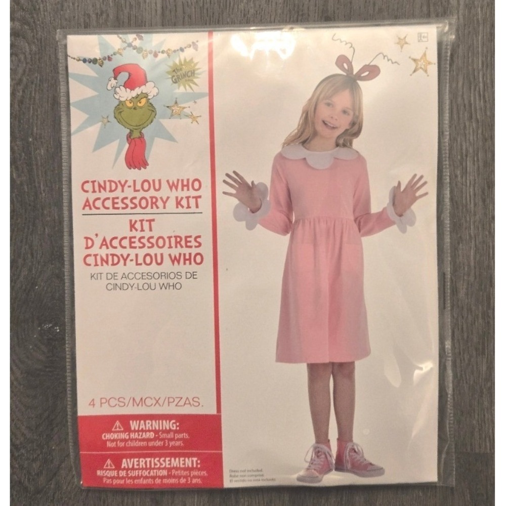 Dr. Seuss The Grinch Cindy-Lou Who 4-Piece Costume Accessory Kit NEW